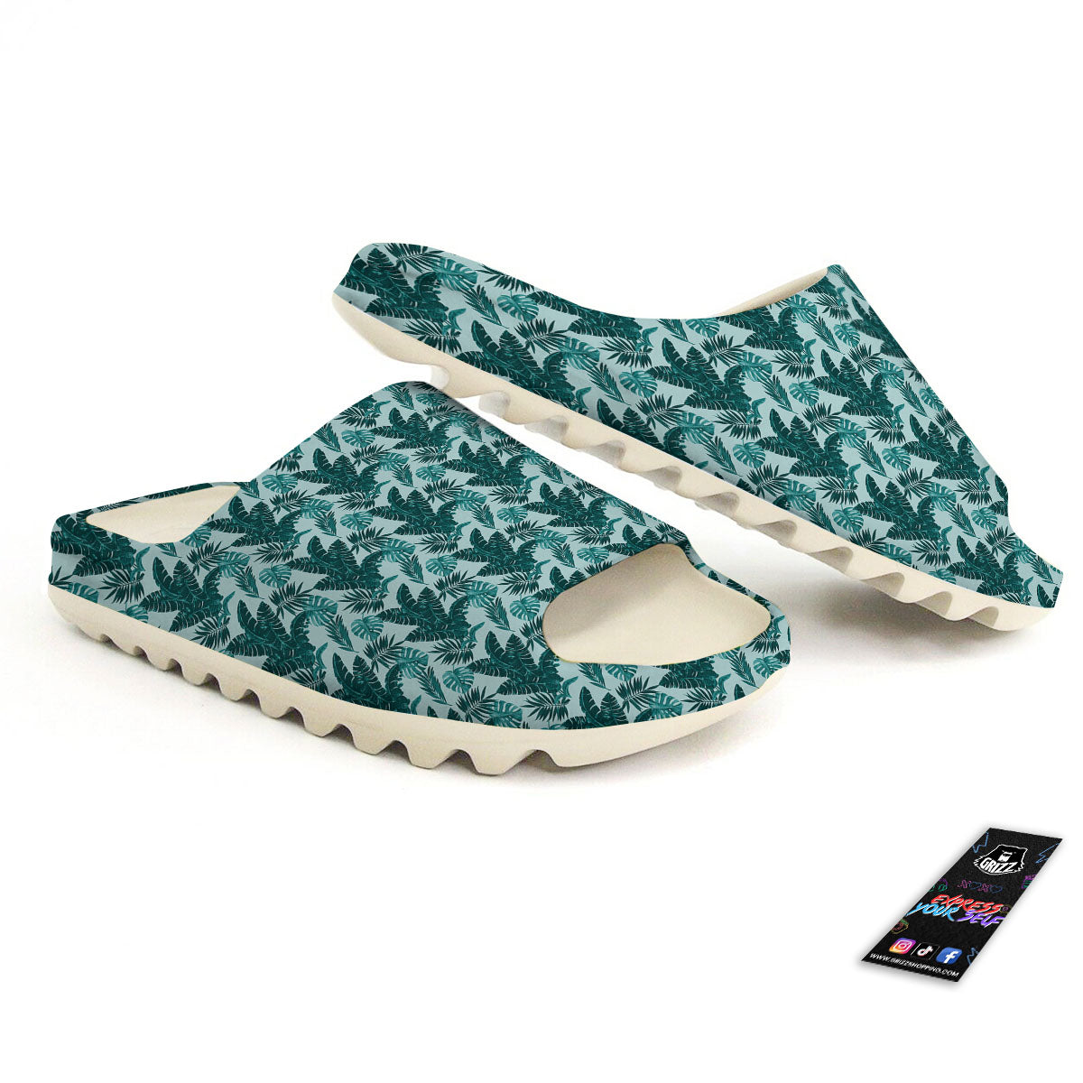 Fresh Leaf Tropical Print Sandals-grizzshop