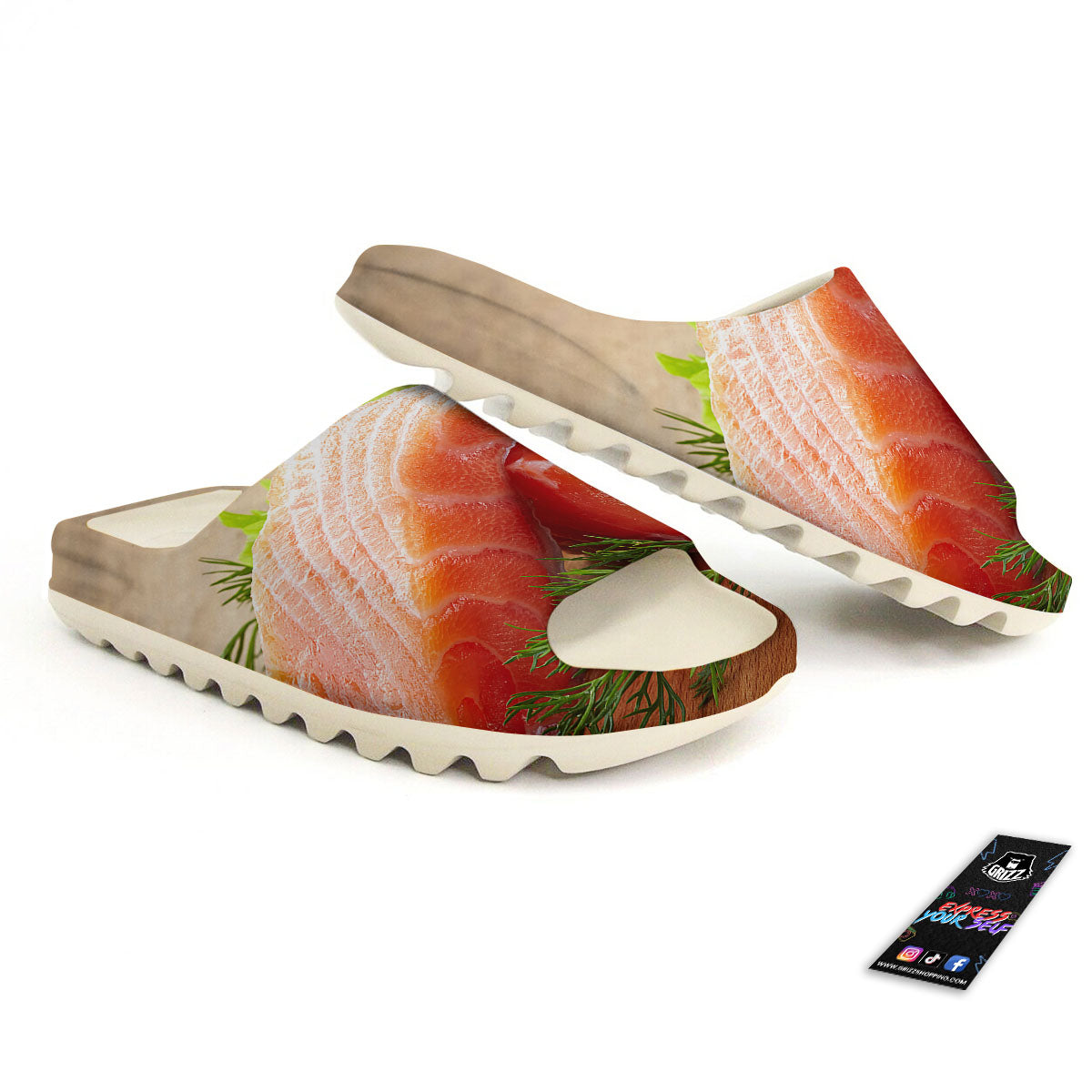 Fresh Salmon Print Sandals-grizzshop