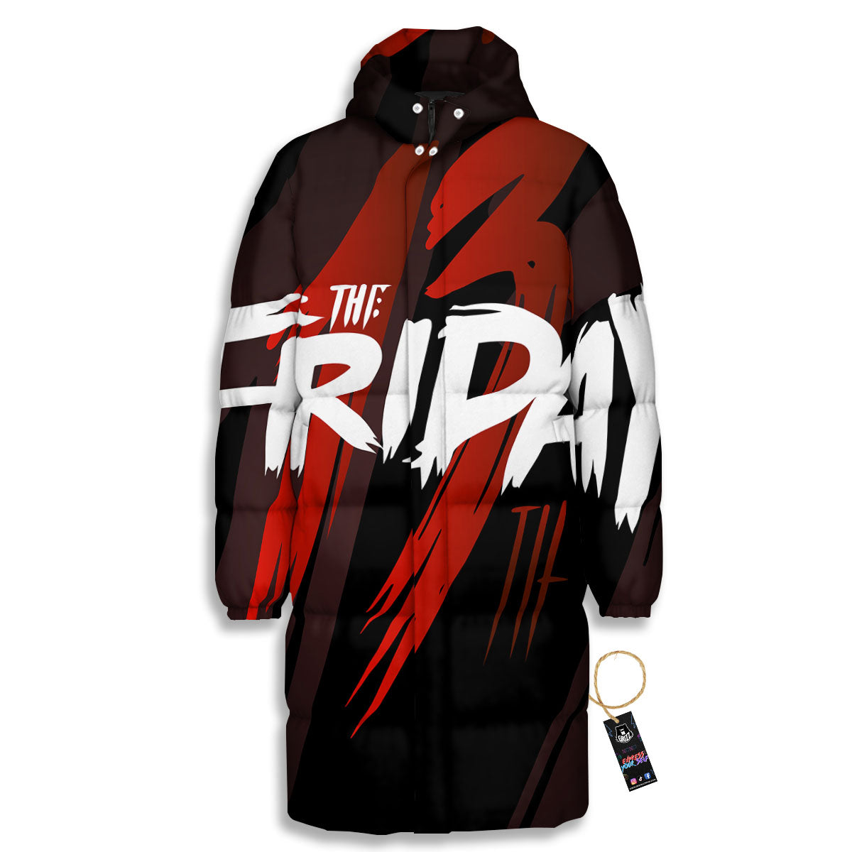 Friday 13 Print Long Down Jacket-grizzshop