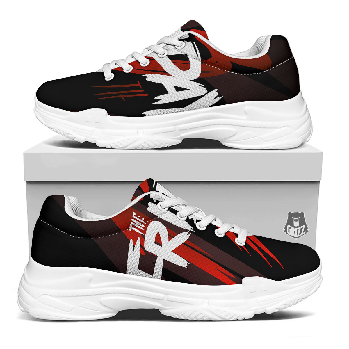 Friday 13 Print White Chunky Shoes-grizzshop