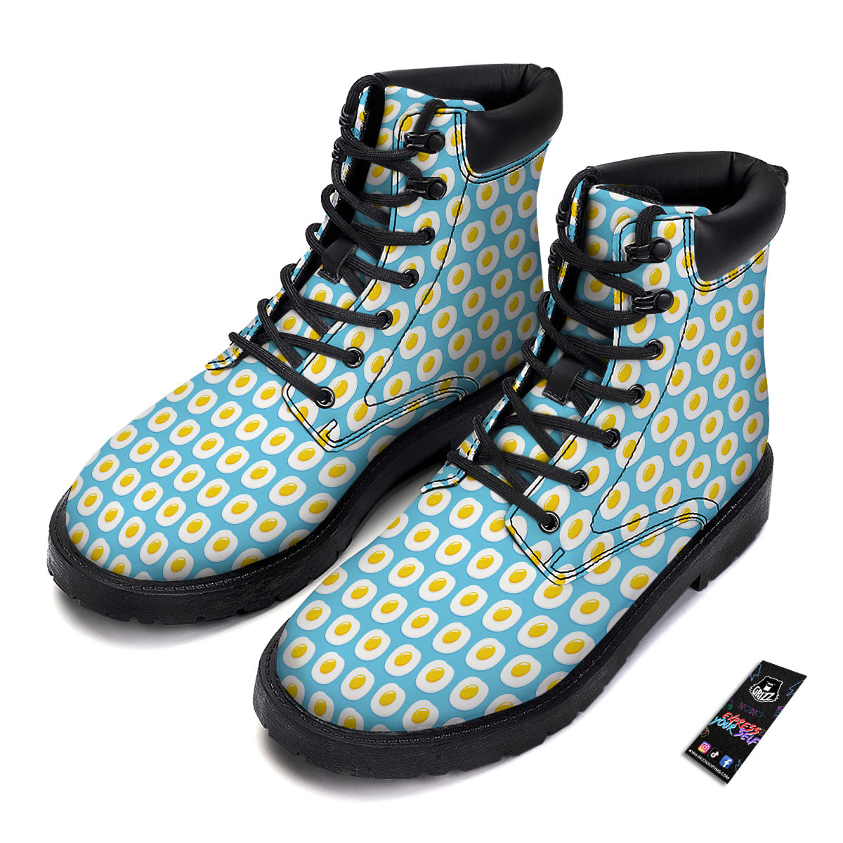 Fried Eggs Blue Print Pattern Boots-grizzshop