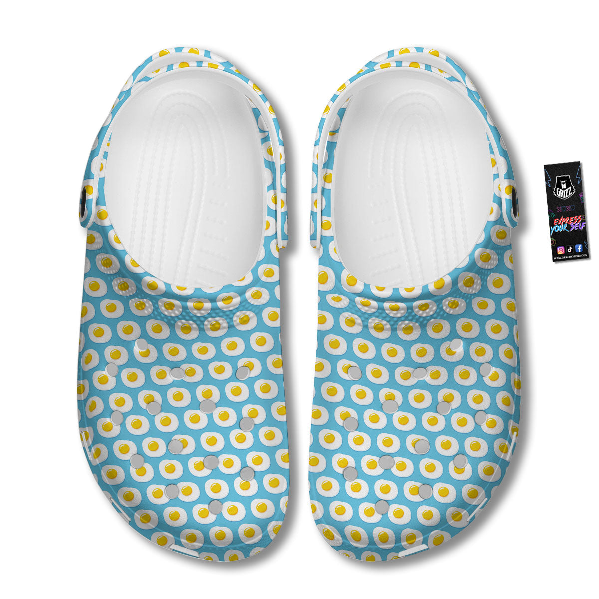 Fried Eggs Blue Print Pattern Clog-grizzshop