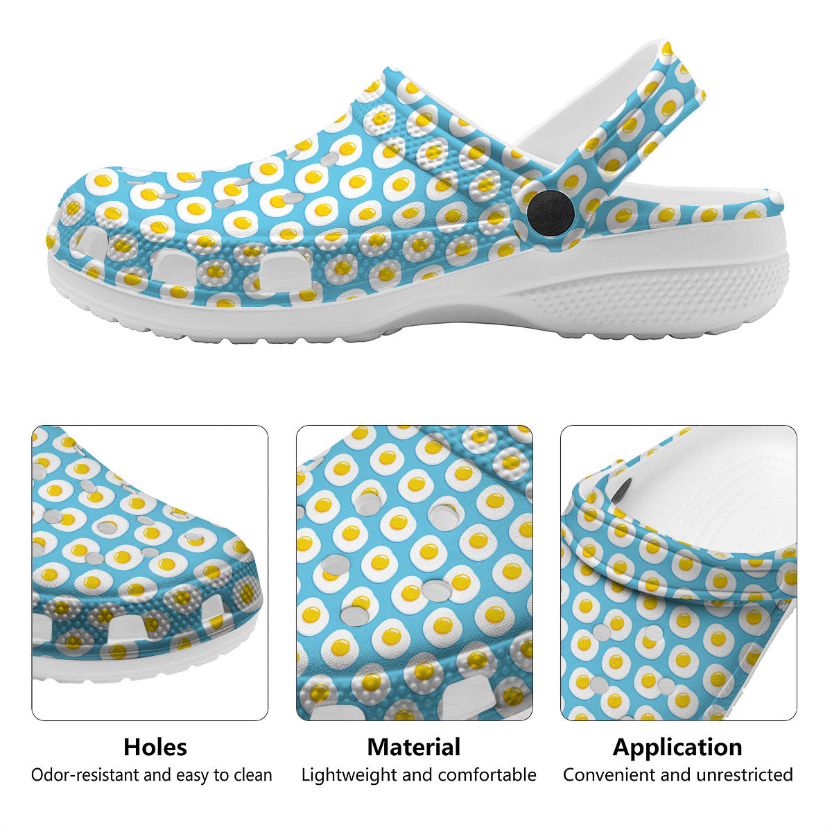 Fried Eggs Blue Print Pattern Clog-grizzshop