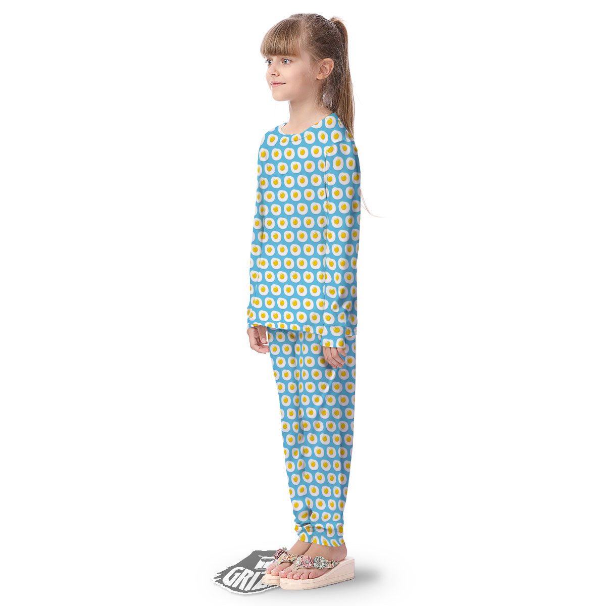 Fried Eggs Blue Print Pattern Kid's Pajamas-grizzshop
