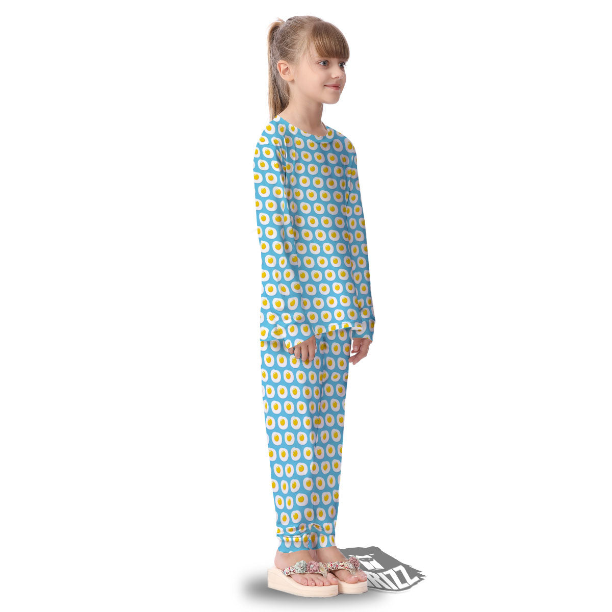 Fried Eggs Blue Print Pattern Kid's Pajamas-grizzshop