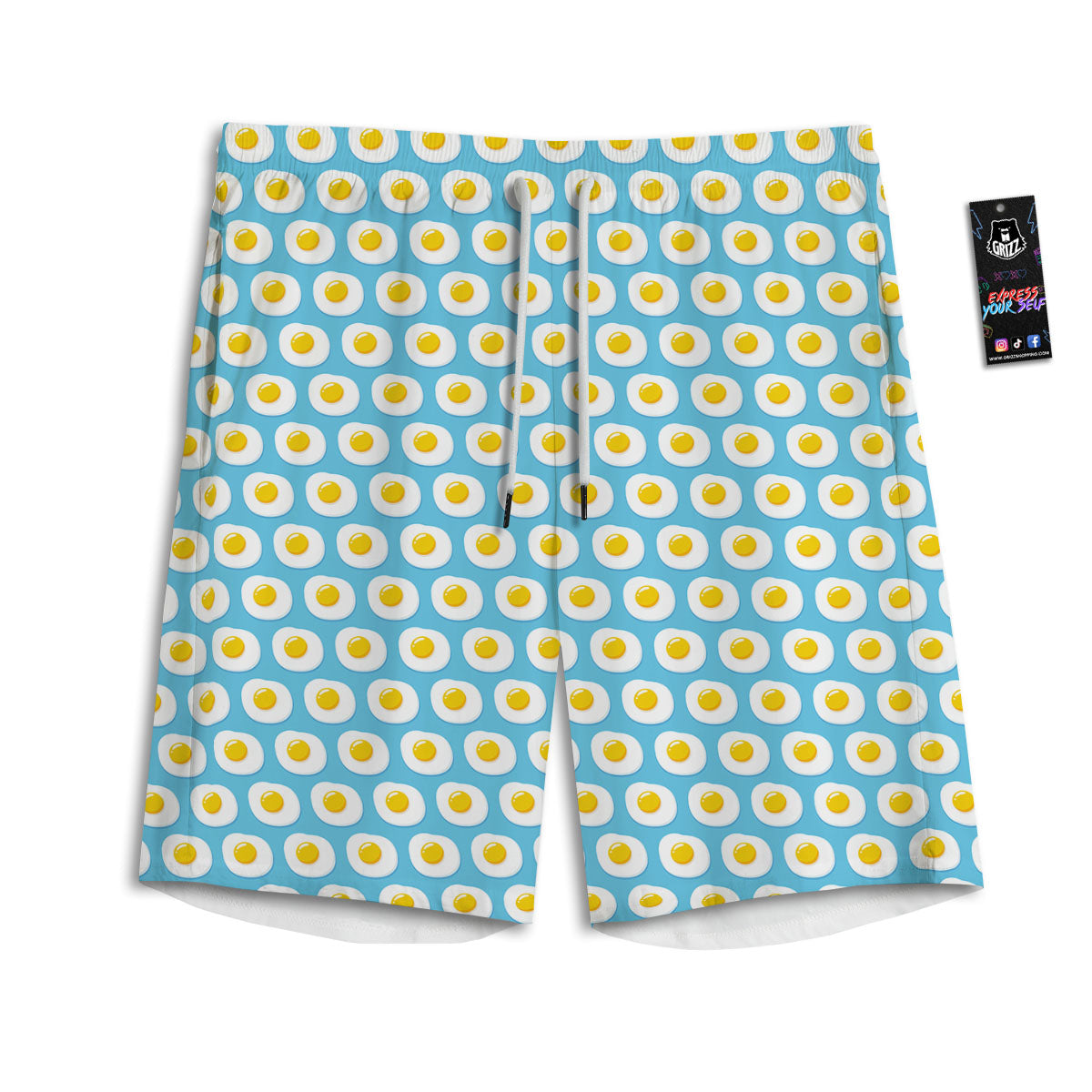 Fried Eggs Blue Print Pattern Men's Athletic Shorts