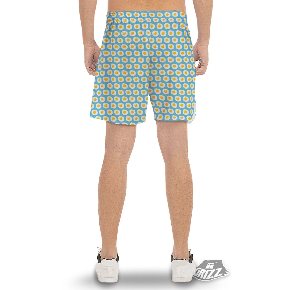 Fried Eggs Blue Print Pattern Men's Gym Shorts-grizzshop