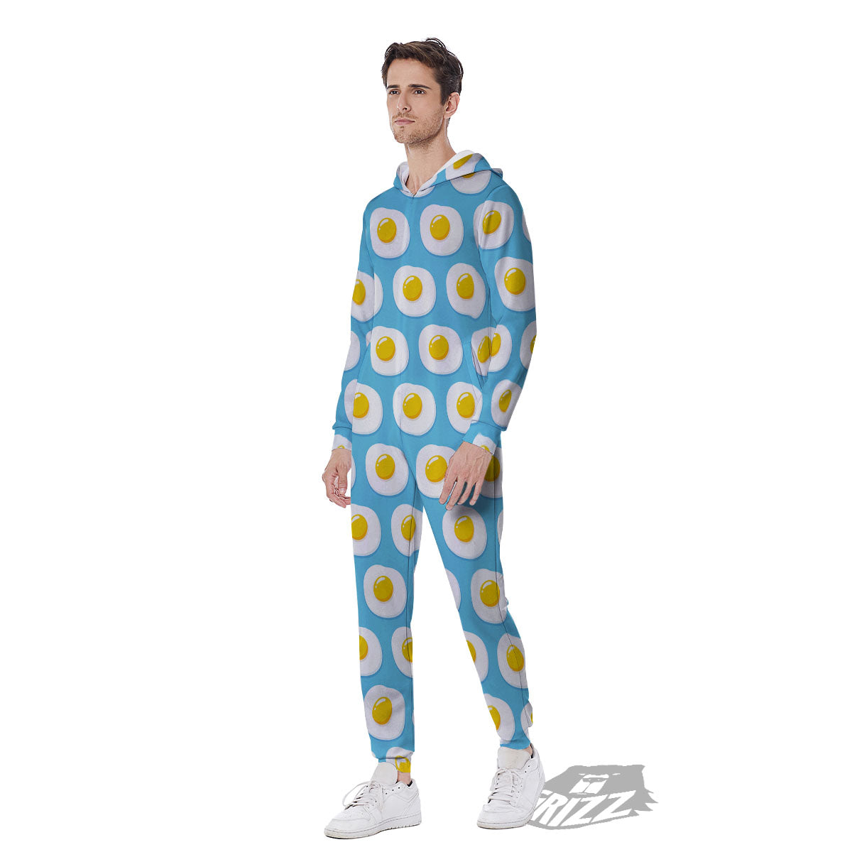 Fried Eggs Blue Print Pattern Men's Jumpsuit-grizzshop
