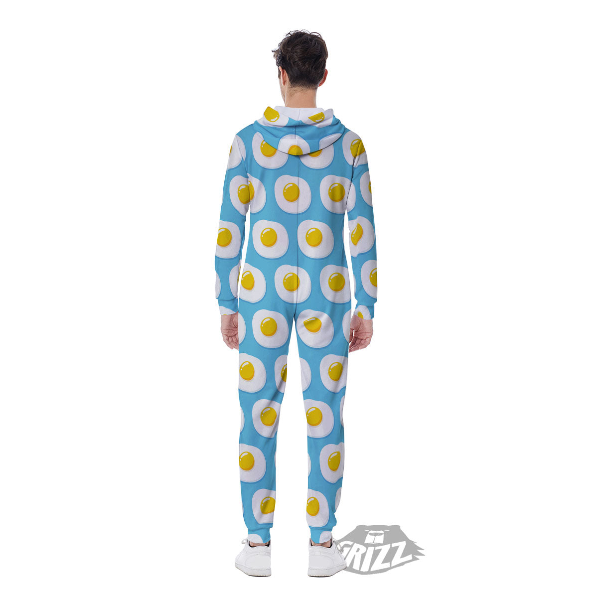 Fried Eggs Blue Print Pattern Men's Jumpsuit-grizzshop