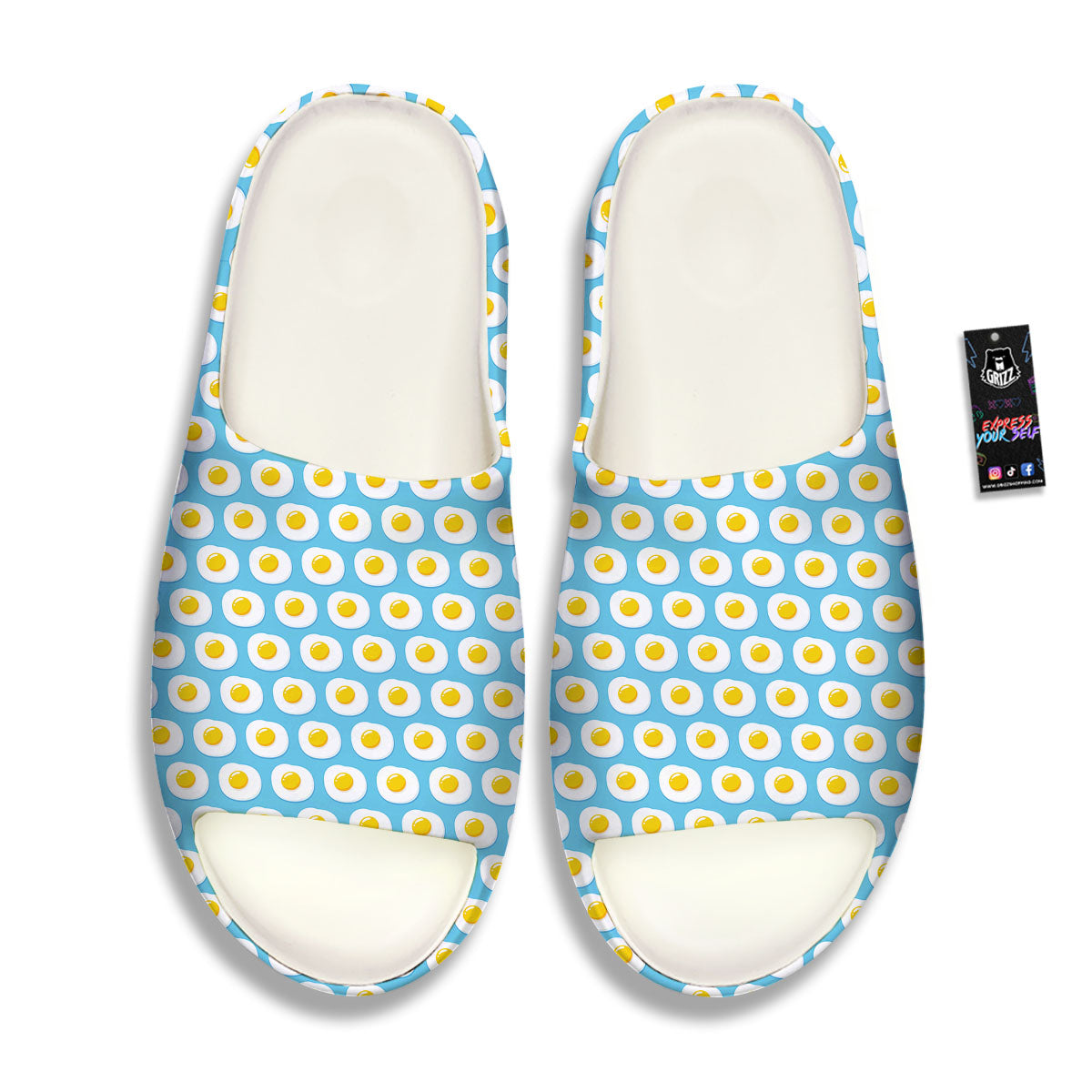 Fried Eggs Blue Print Pattern Sandals-grizzshop