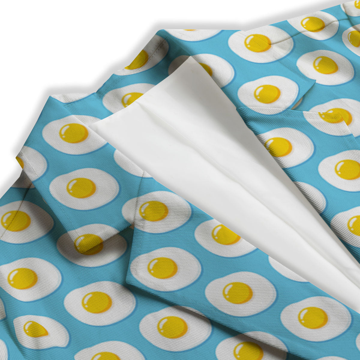 Fried Eggs Blue Print Pattern Women's Blazer-grizzshop