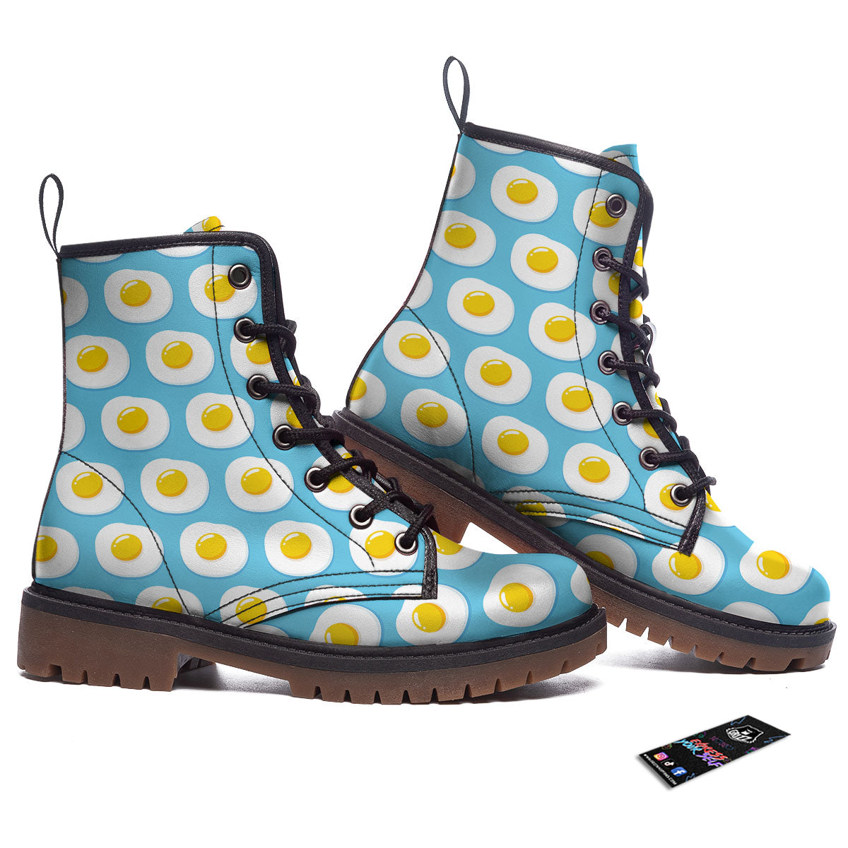 Fried Eggs Blue Print Pattern Work Boots-grizzshop
