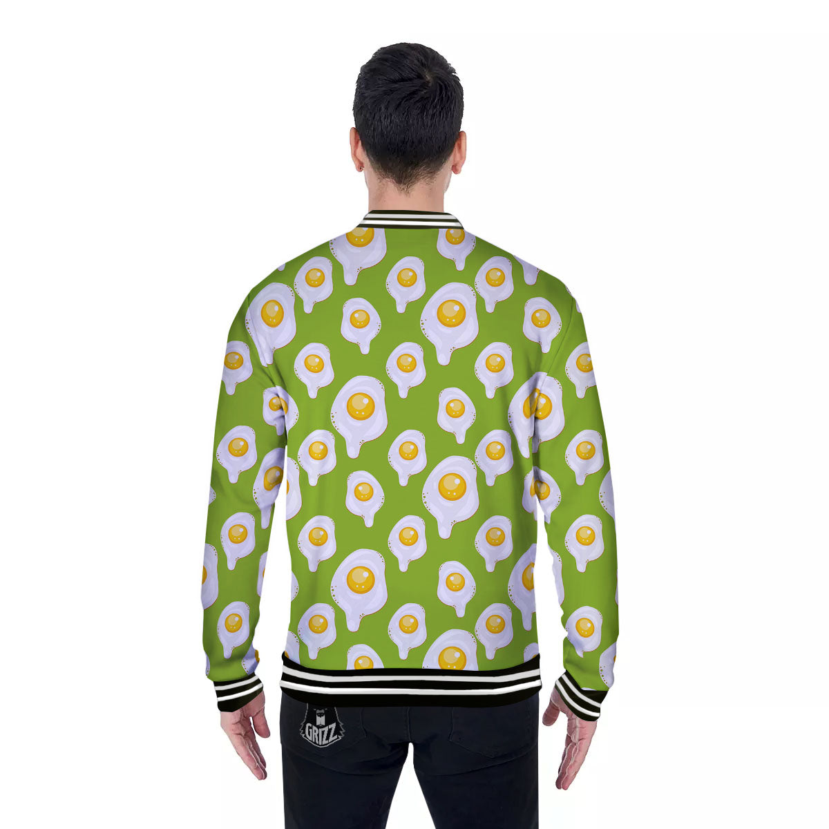 Fried Eggs Lime Green Print Pattern Baseball Jacket-grizzshop