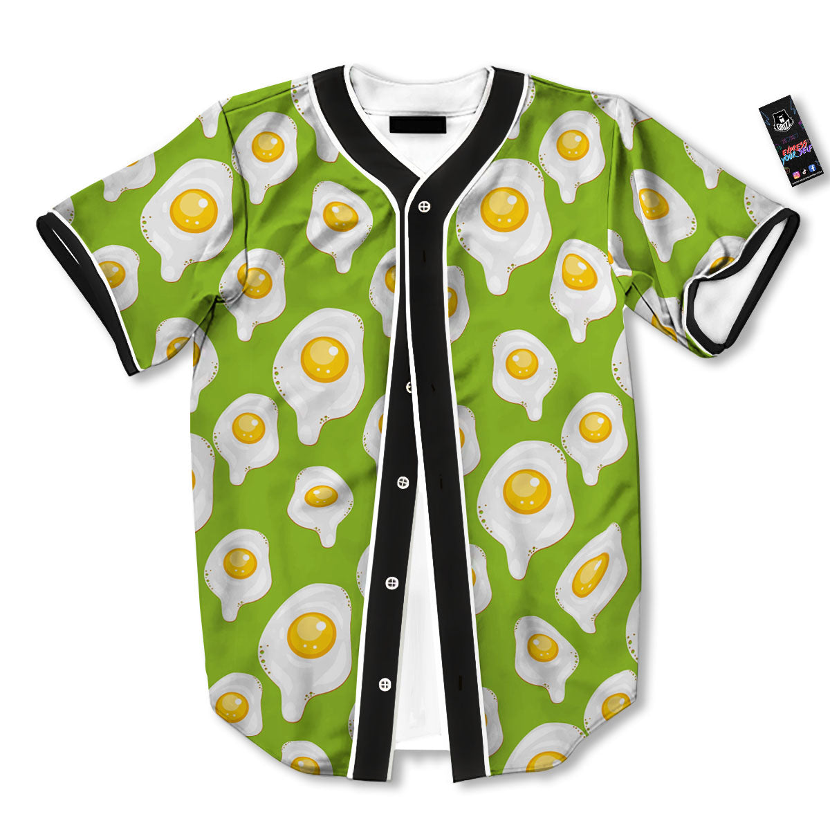 Fried Eggs Lime Green Print Pattern Baseball Jersey-grizzshop