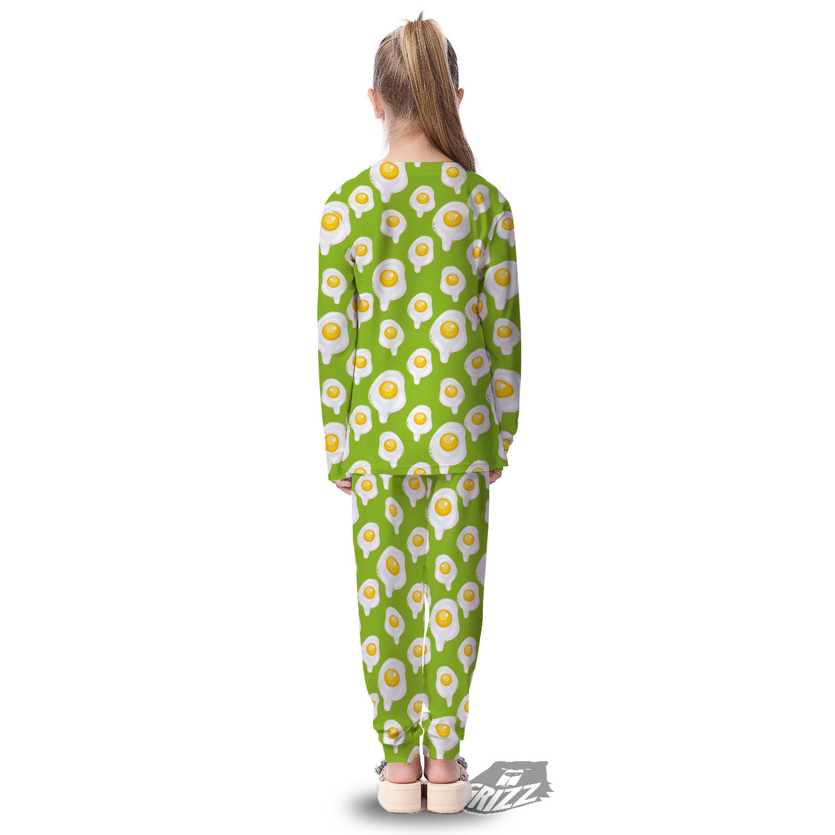 Fried Eggs Lime Green Print Pattern Kid's Pajamas-grizzshop