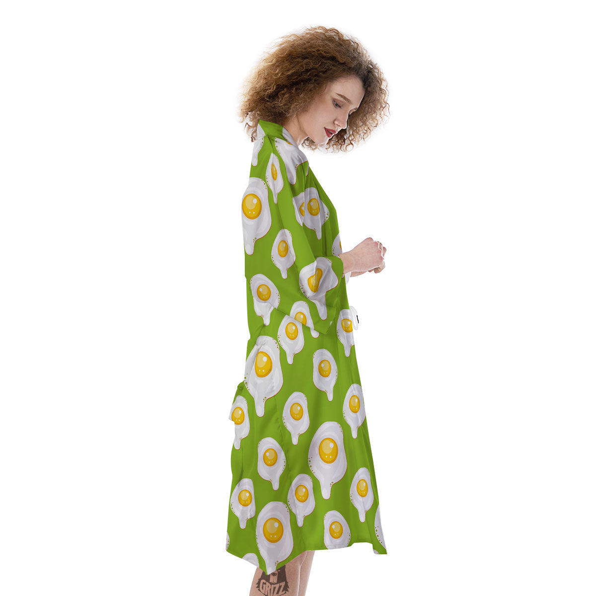 Fried Eggs Lime Green Print Pattern Kimono-grizzshop