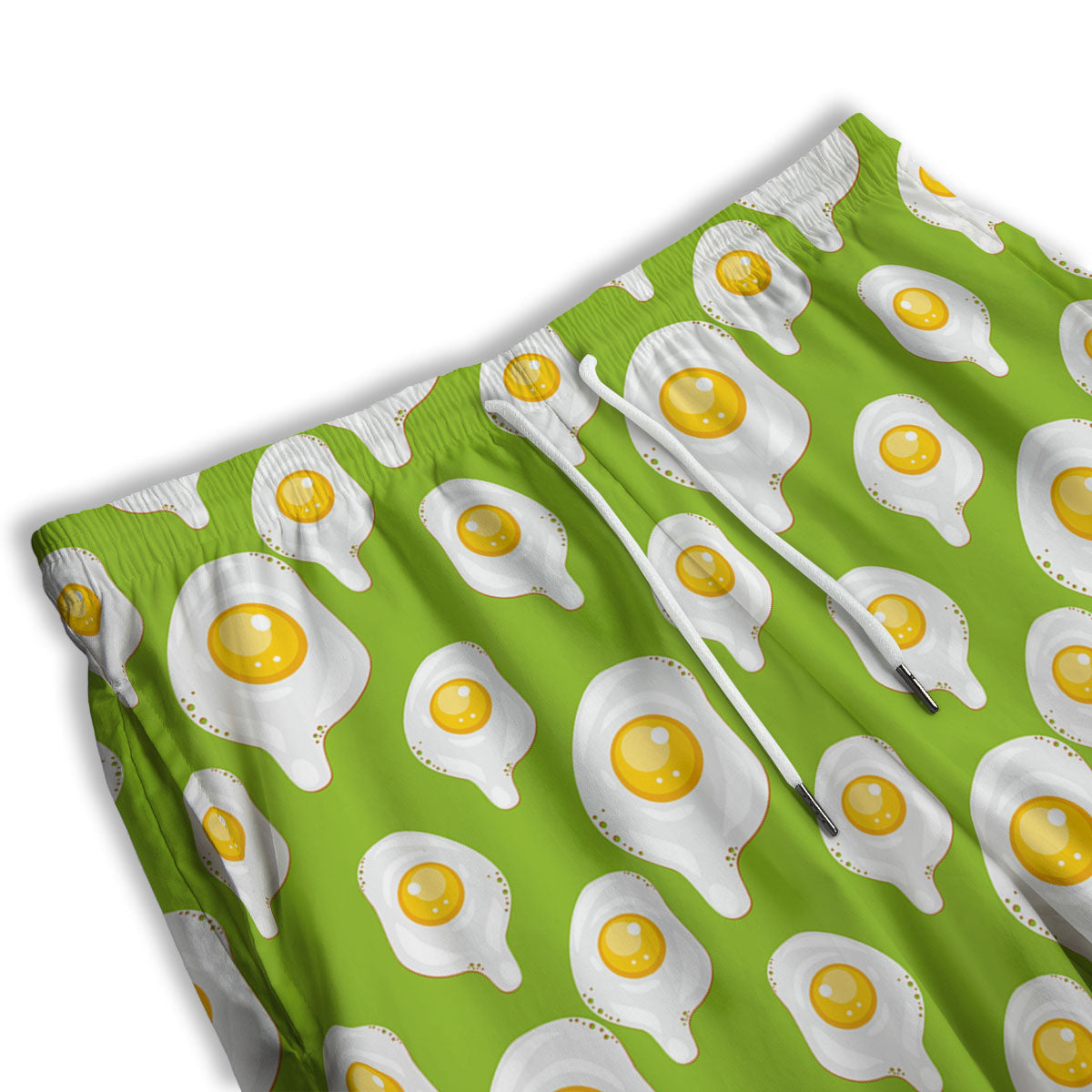 Fried Eggs Lime Green Print Pattern Men's Athletic Shorts