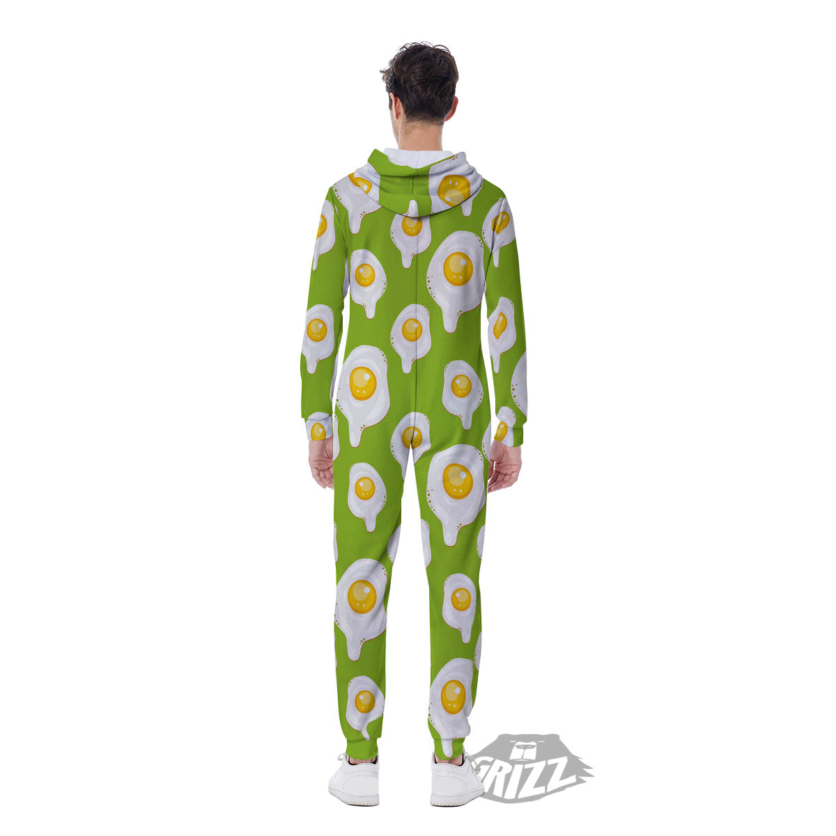 Fried Eggs Lime Green Print Pattern Men's Jumpsuit-grizzshop