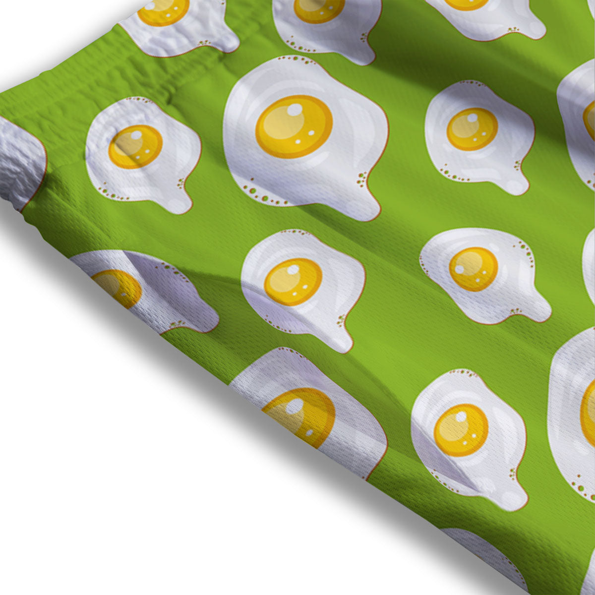 Fried Eggs Lime Green Print Pattern Mesh Shorts