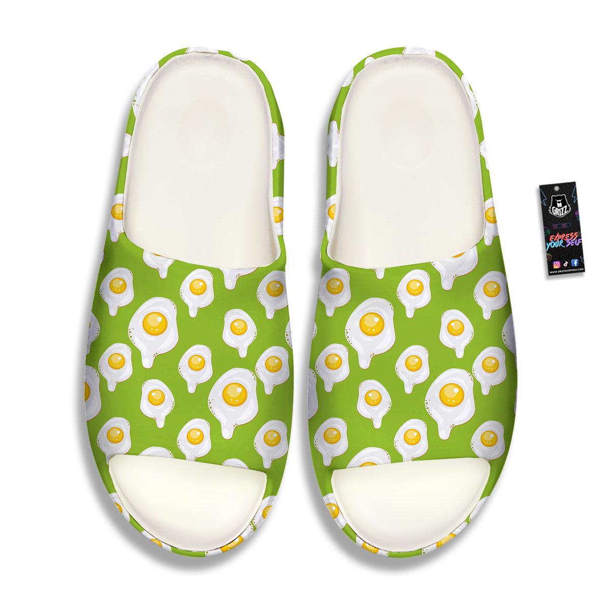 Fried Eggs Lime Green Print Pattern Sandals-grizzshop