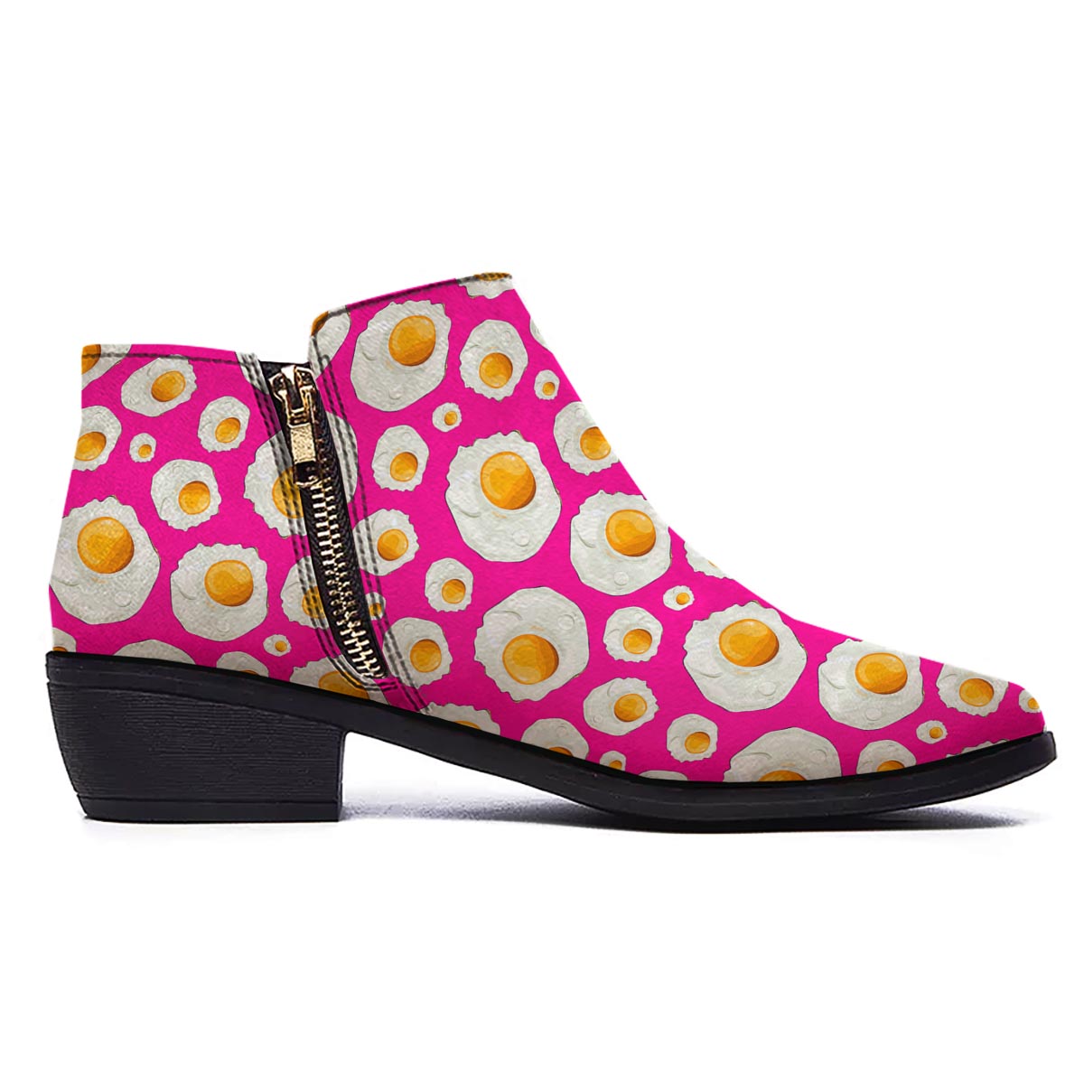 Fried Eggs Pink Print Pattern Ankle Boots-grizzshop