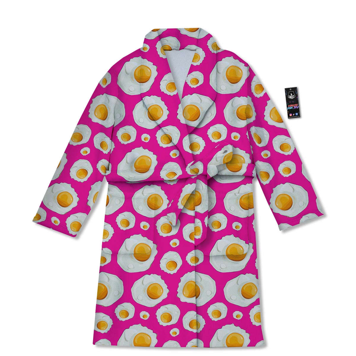 Fried Eggs Pink Print Pattern Bathrobe-grizzshop