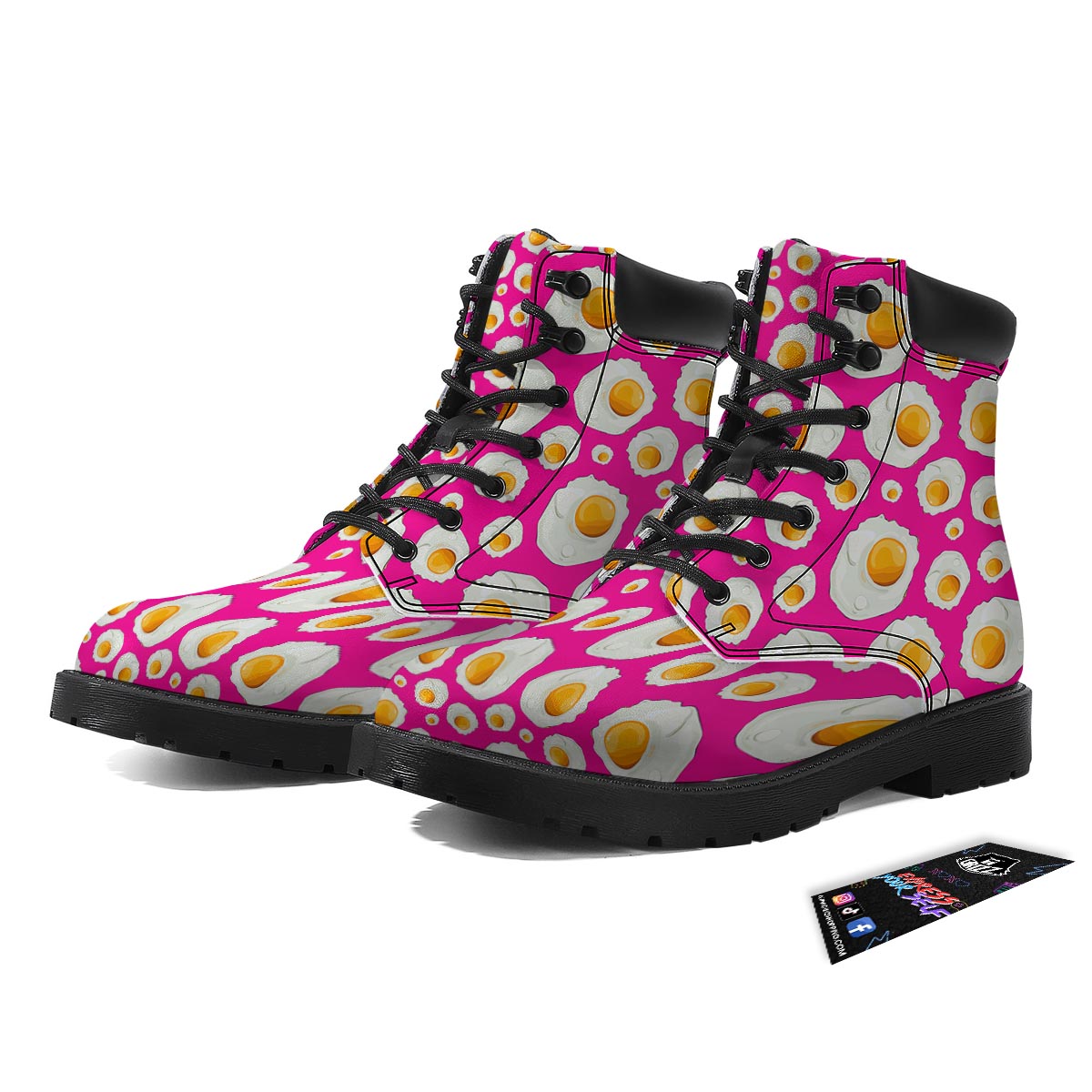 Fried Eggs Pink Print Pattern Boots-grizzshop