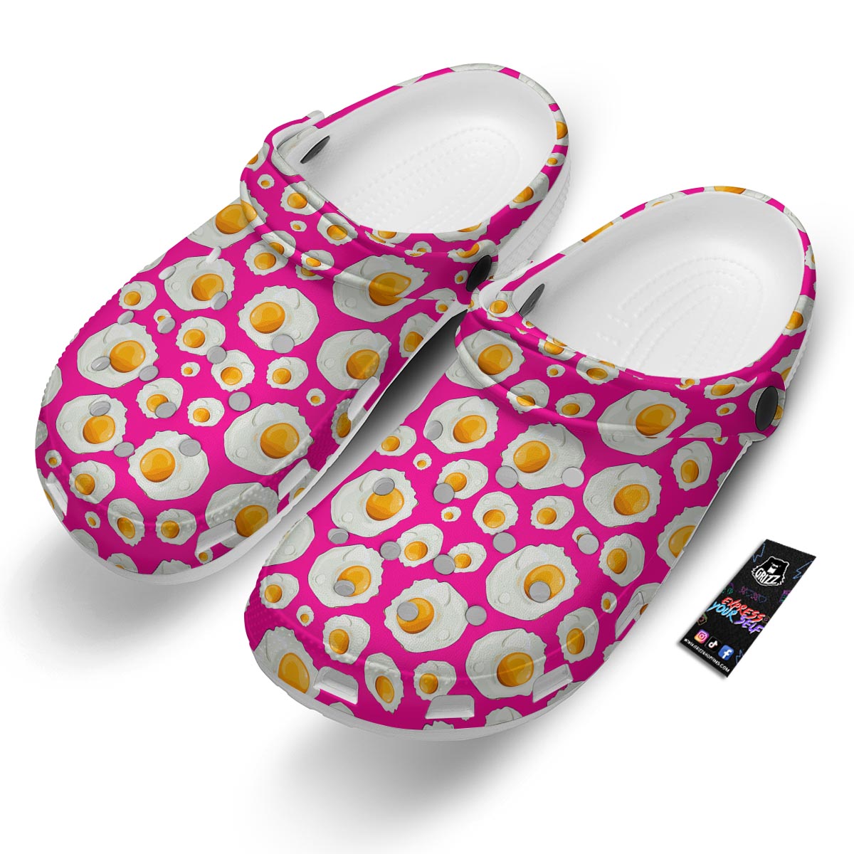 Fried Eggs Pink Print Pattern Clog-grizzshop