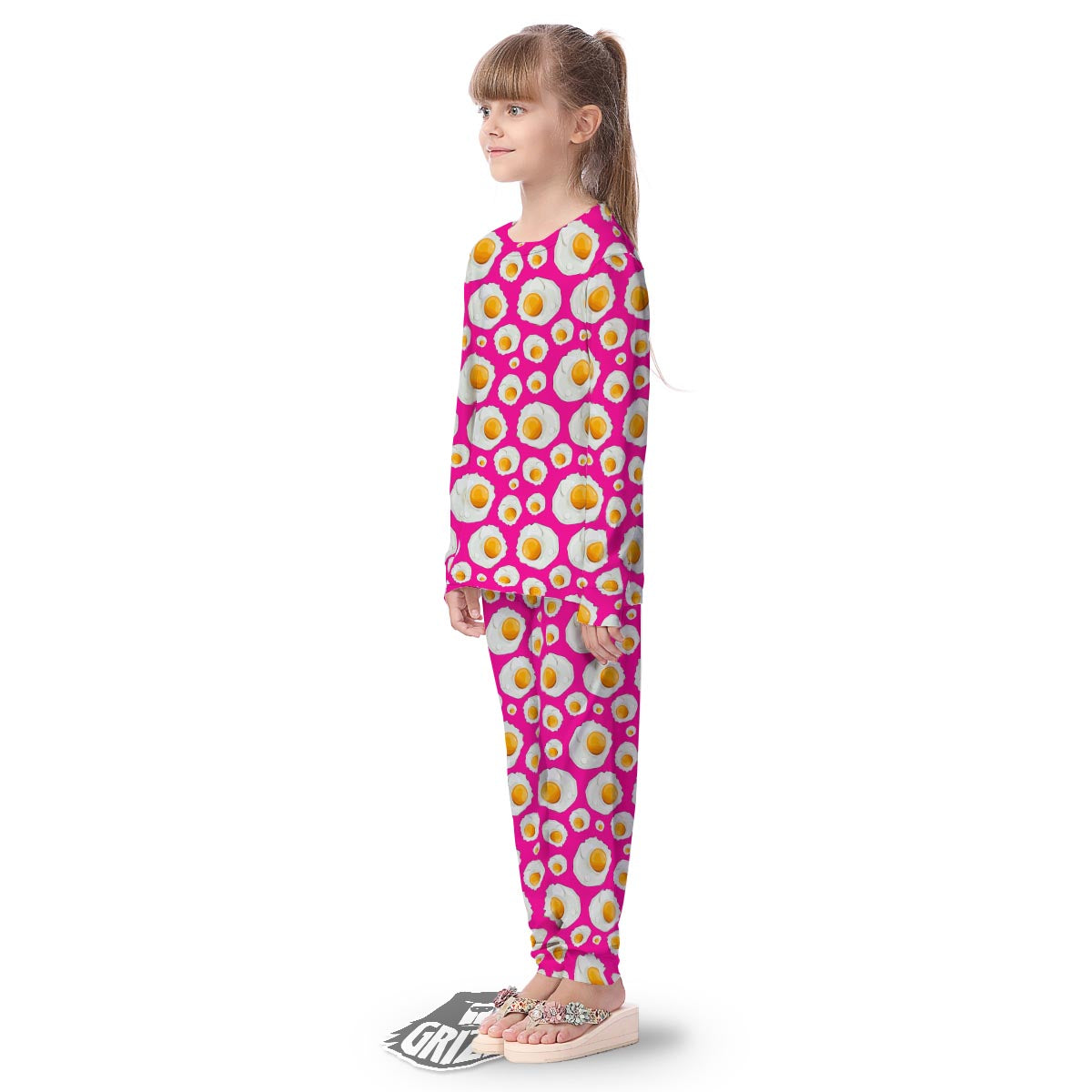 Fried Eggs Pink Print Pattern Kid's Pajamas-grizzshop