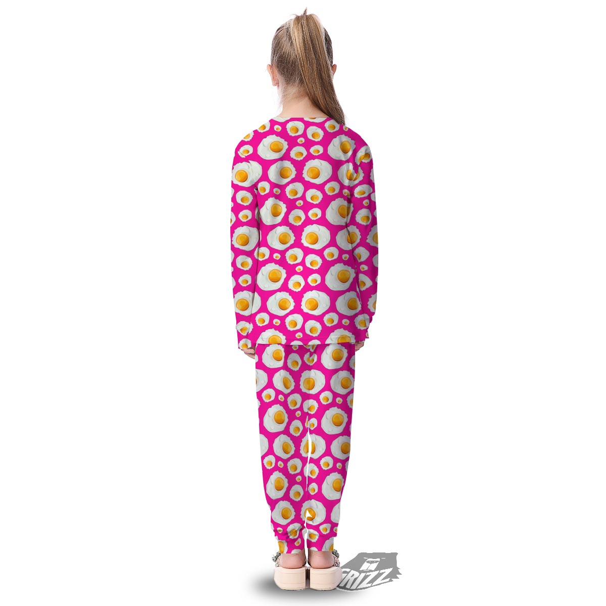 Fried Eggs Pink Print Pattern Kid's Pajamas-grizzshop