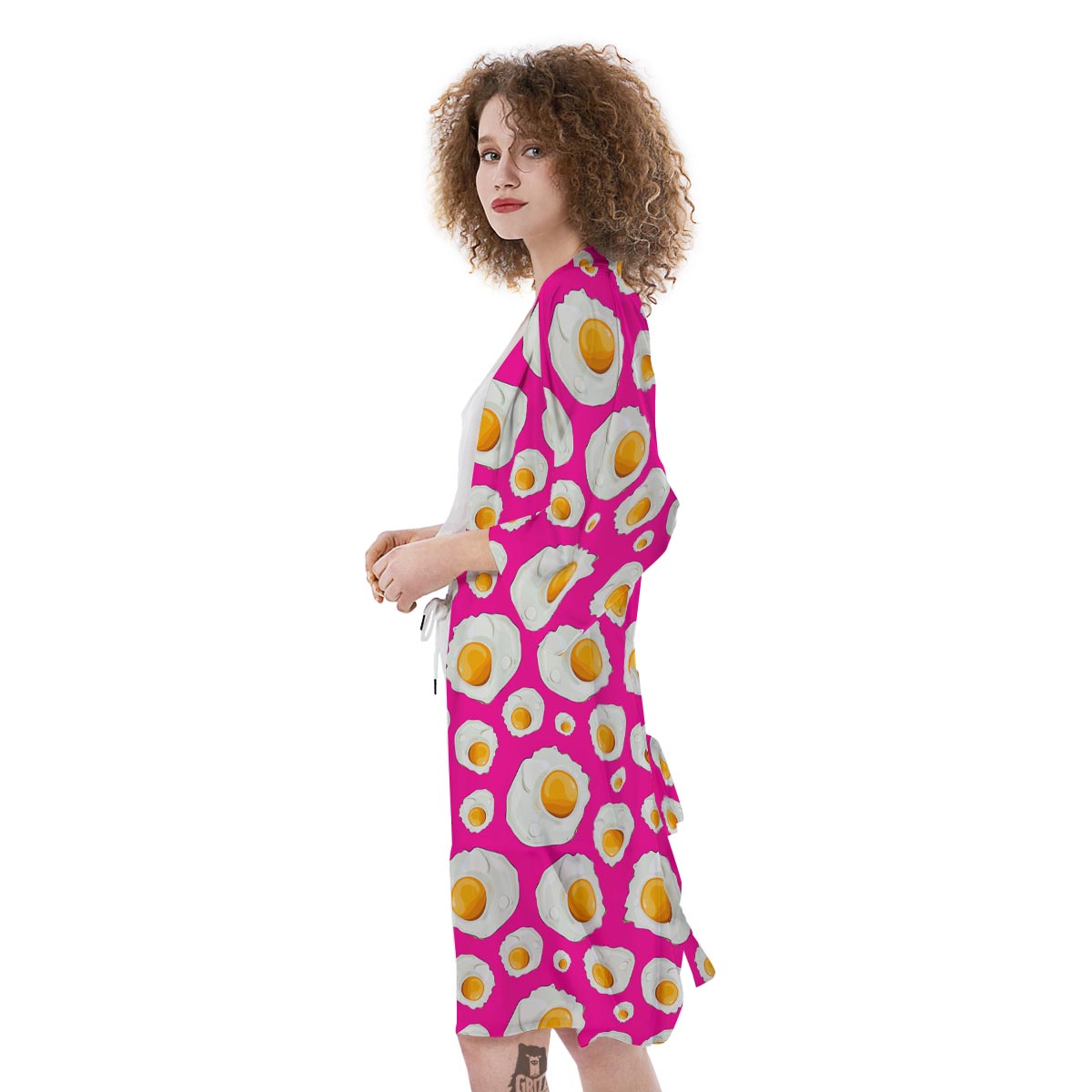 Fried Eggs Pink Print Pattern Kimono-grizzshop