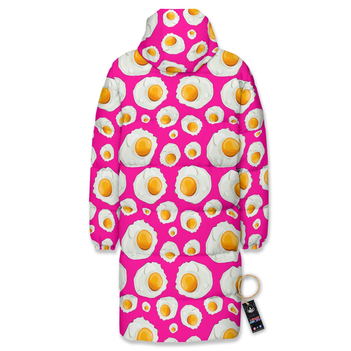Fried Eggs Pink Print Pattern Long Down Jacket-grizzshop