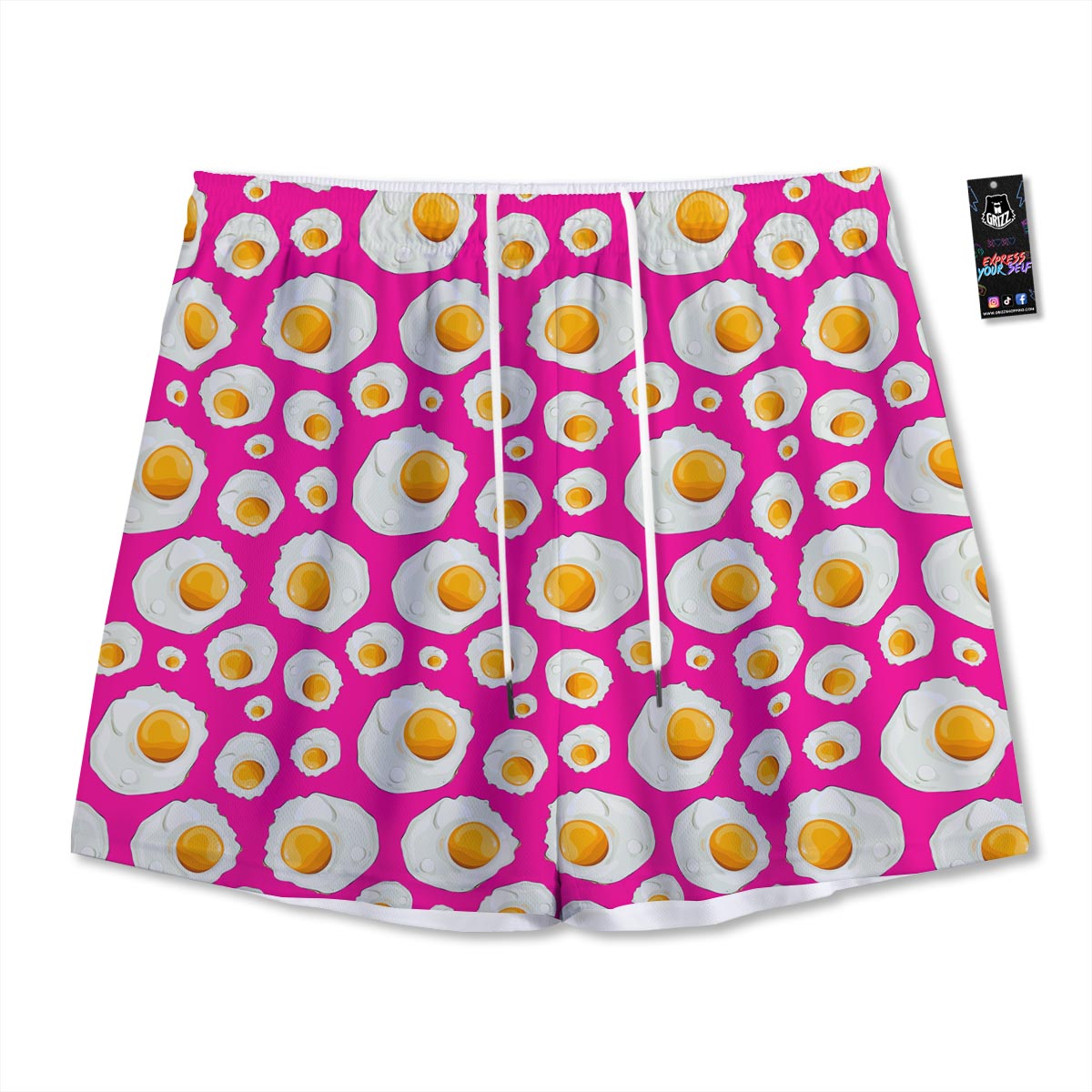 Fried Eggs Pink Print Pattern Mesh Shorts-grizzshop