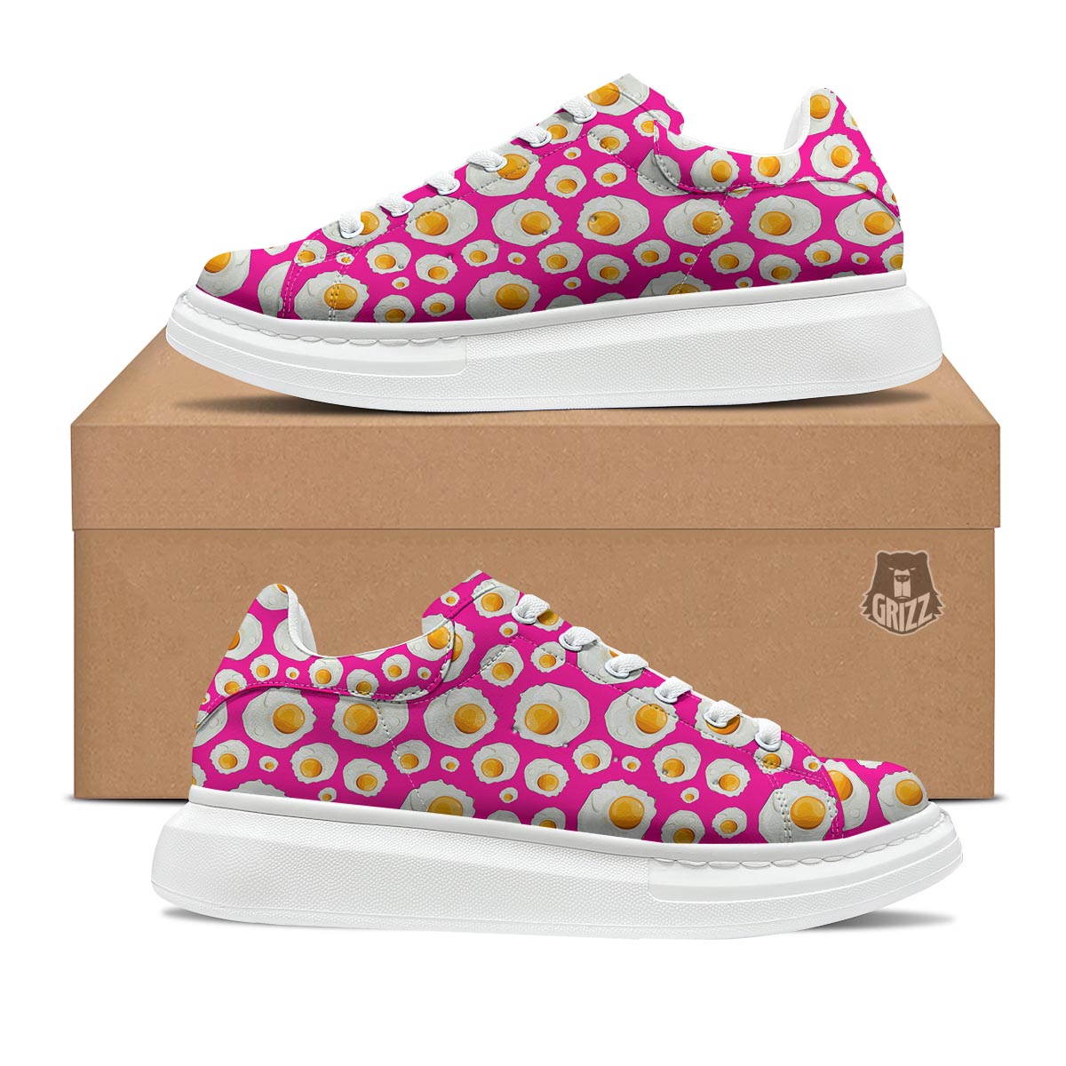 Fried Eggs Pink Print Pattern Platform Shoes-grizzshop