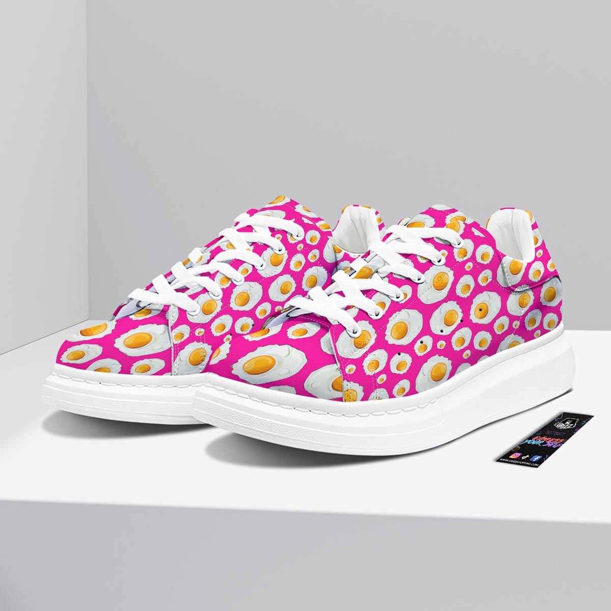 Fried Eggs Pink Print Pattern Platform Shoes-grizzshop