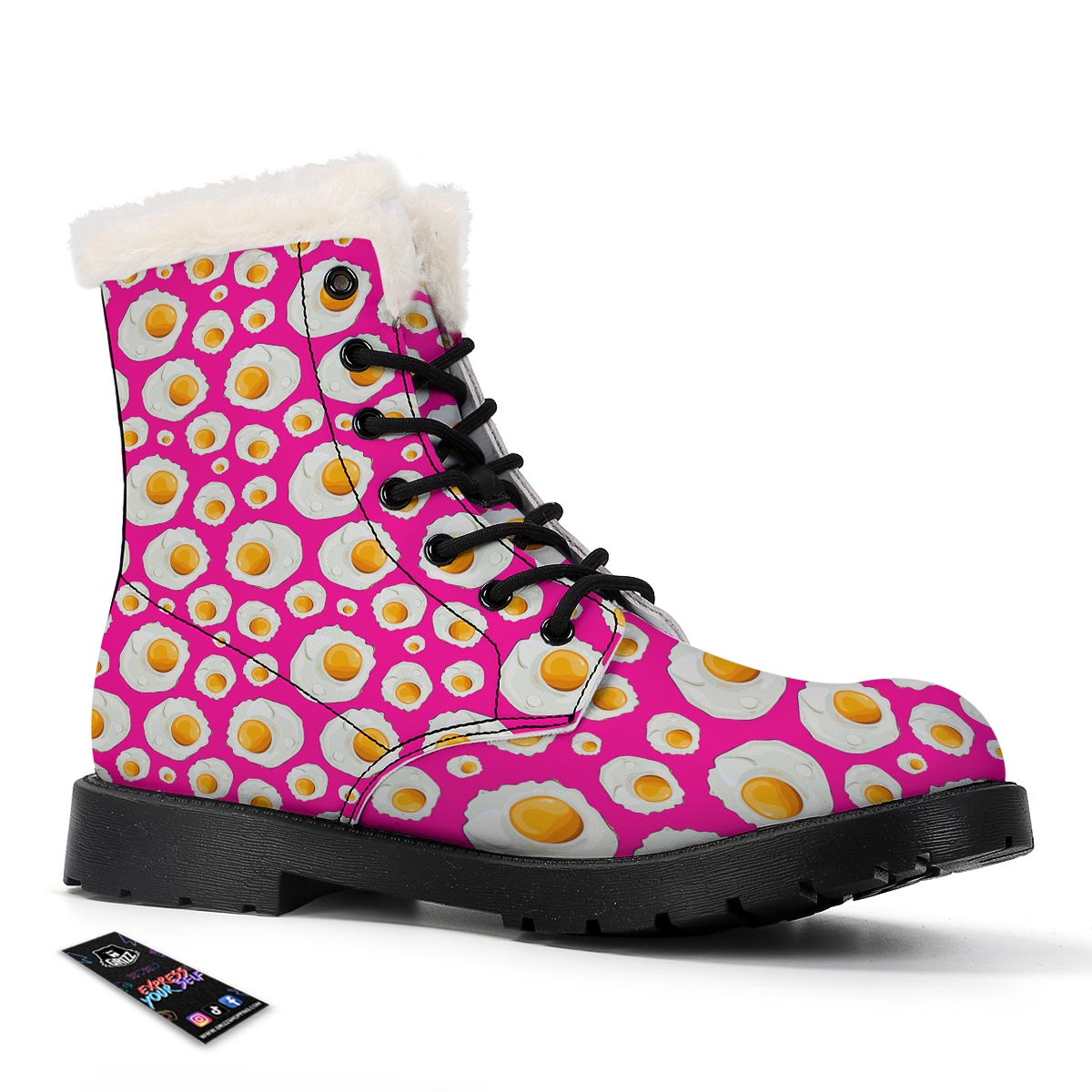 Fried Eggs Pink Print Pattern Winter Boots-grizzshop