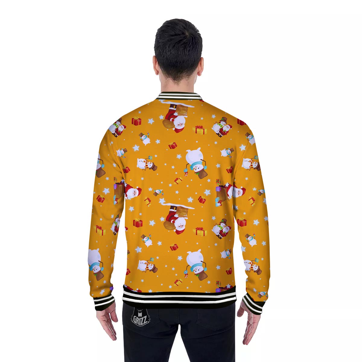 Friends And Santa Claus Print Pattern Baseball Jacket-grizzshop