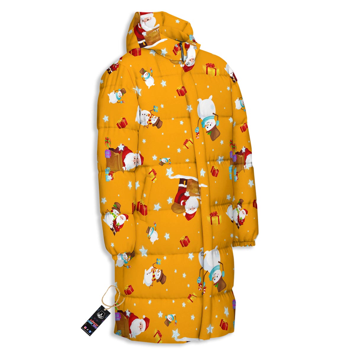 Friends And Santa Claus Print Pattern Long Down Jacket-grizzshop