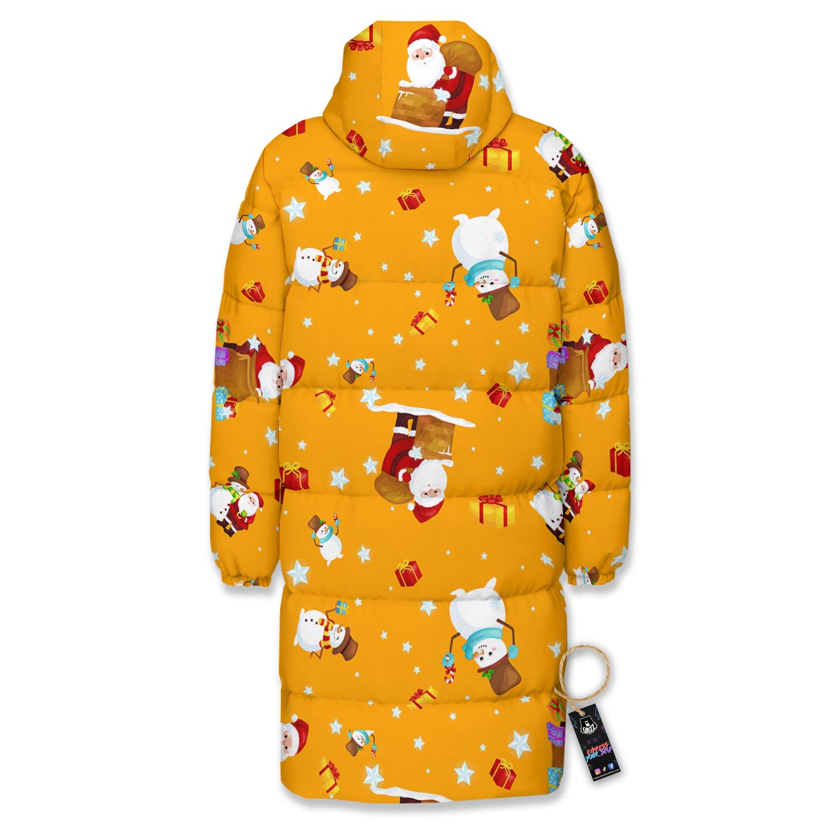 Friends And Santa Claus Print Pattern Long Down Jacket-grizzshop