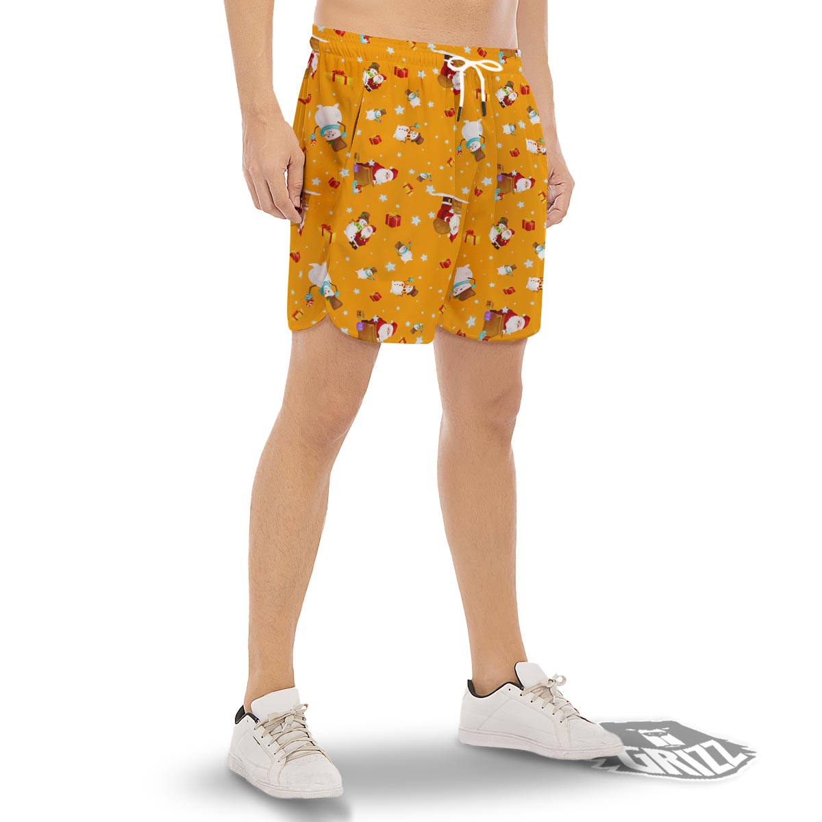 Friends And Santa Claus Print Pattern Men's Gym Shorts-grizzshop
