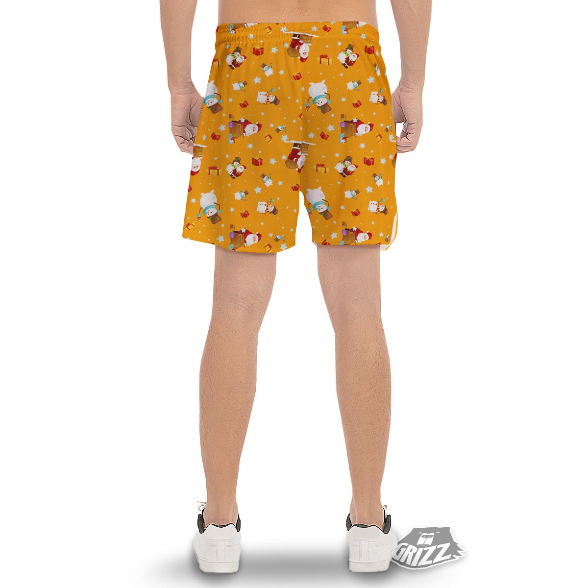 Friends And Santa Claus Print Pattern Men's Gym Shorts-grizzshop