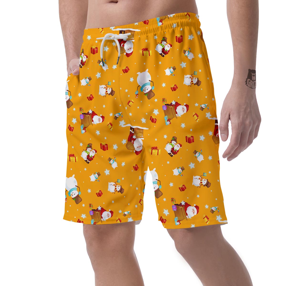 Friends And Santa Claus Print Pattern Men's Shorts-grizzshop