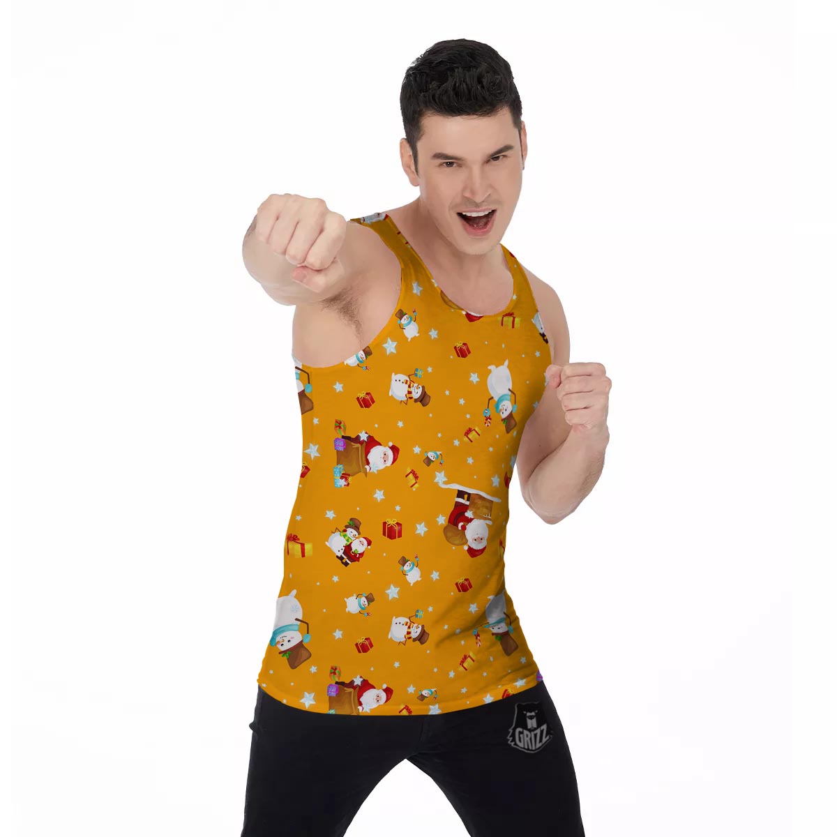 Friends And Santa Claus Print Pattern Men's Tank Top-grizzshop