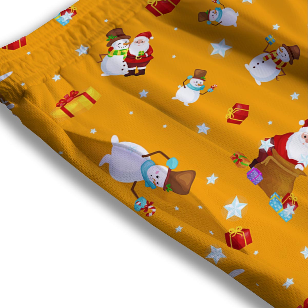 Friends And Santa Claus Print Pattern Mesh Shorts