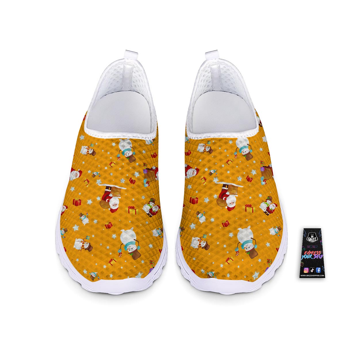 Friends And Santa Claus Print Pattern Nurse Shoes-grizzshop