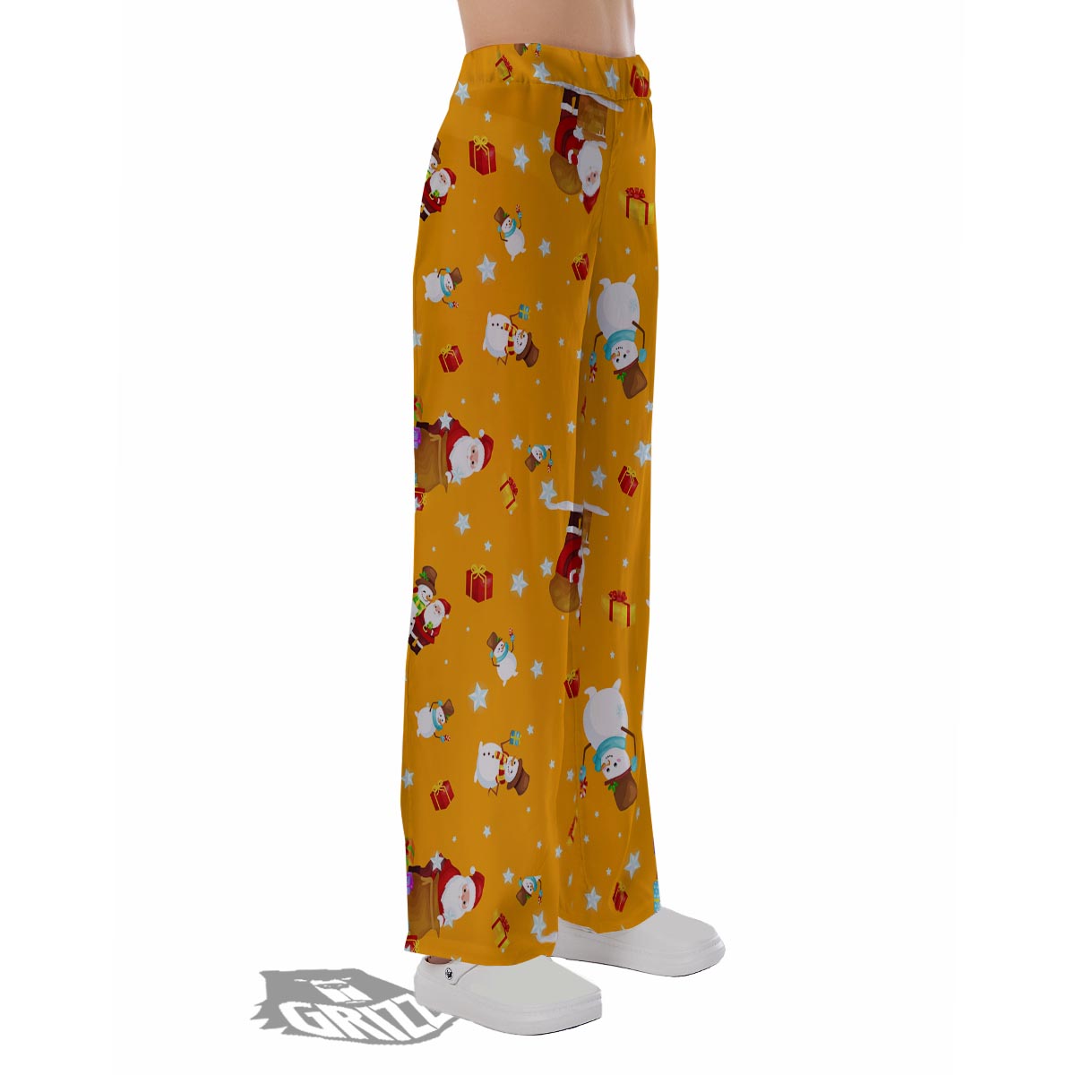 Friends And Santa Claus Print Pattern Pajama Pants-grizzshop