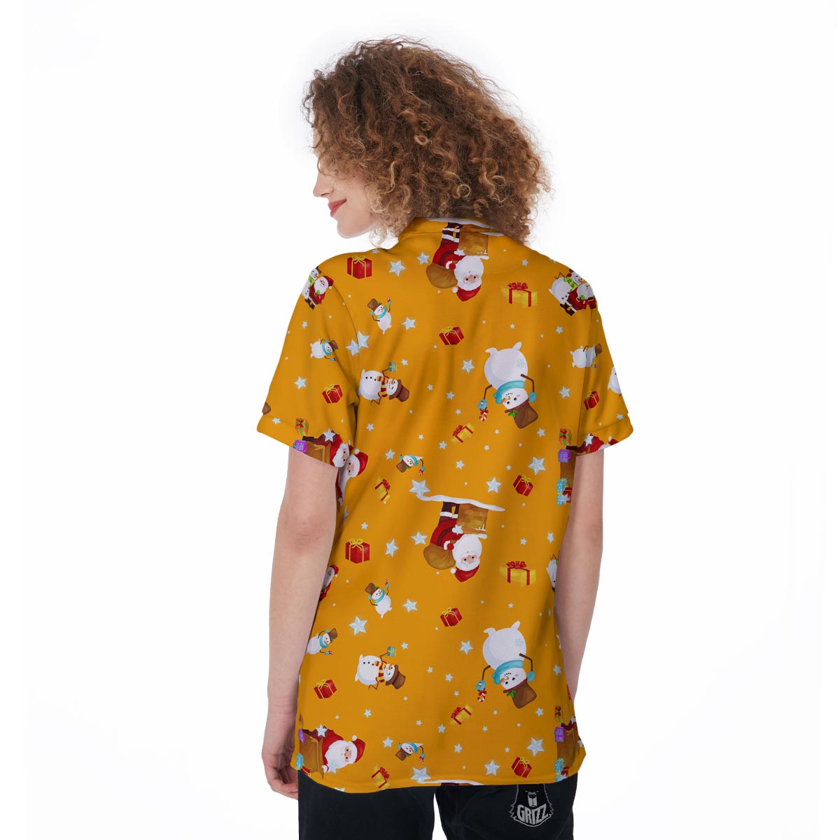 Friends And Santa Claus Print Pattern Women's Golf Shirts-grizzshop