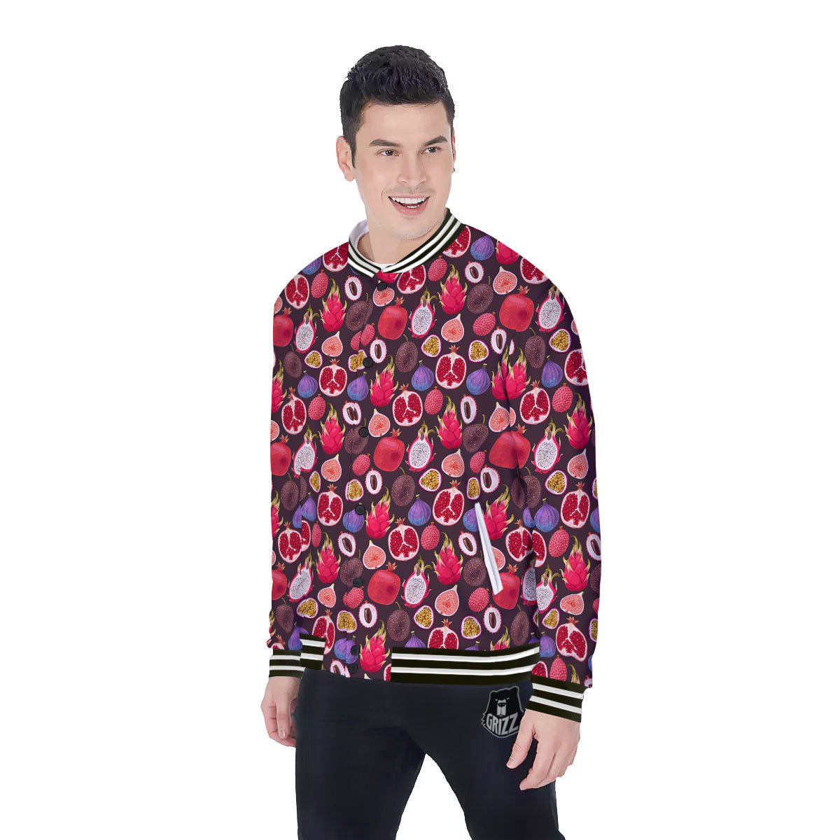 Friut Exotic Print Pattern Baseball Jacket-grizzshop
