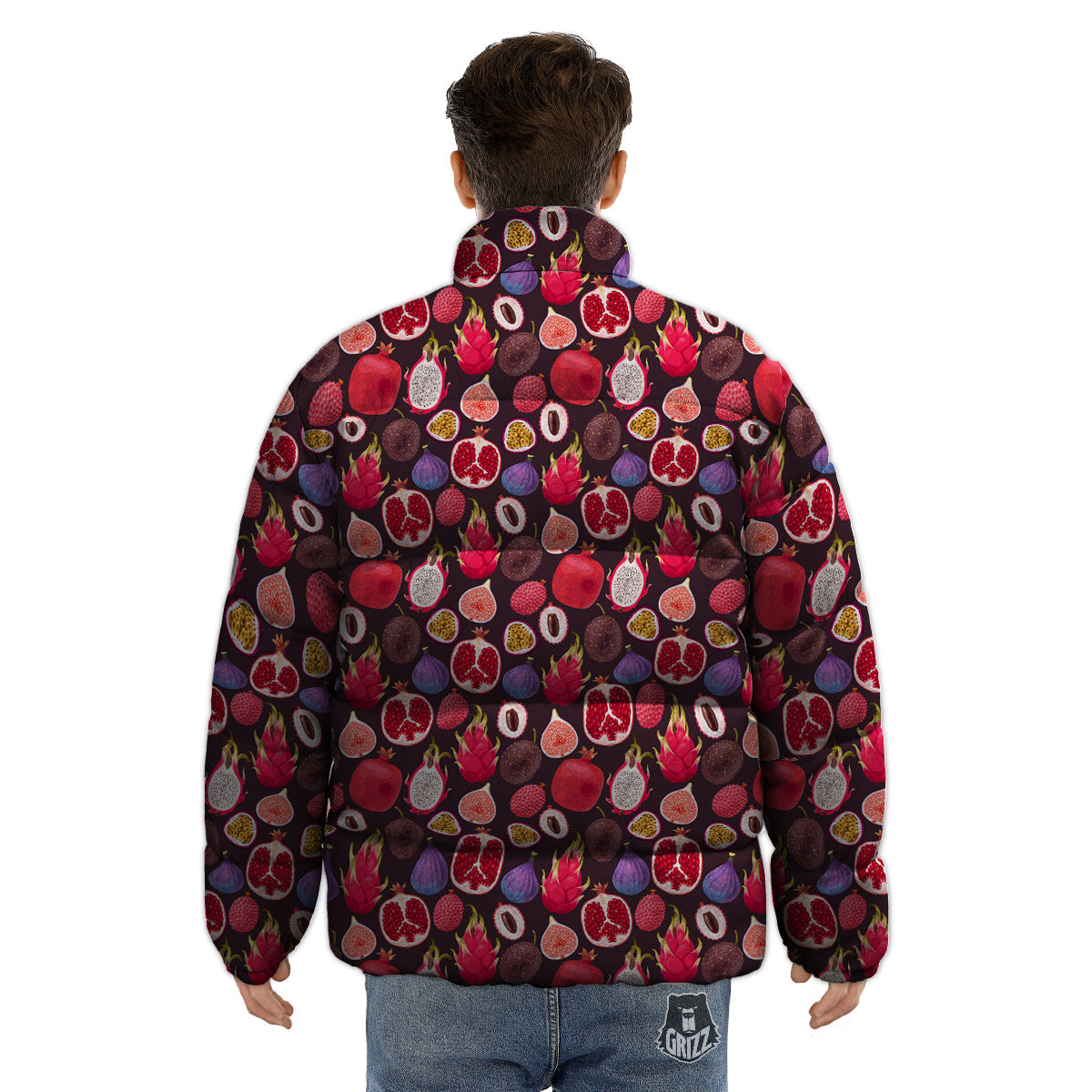 Friut Exotic Print Pattern Puffer Jacket-grizzshop