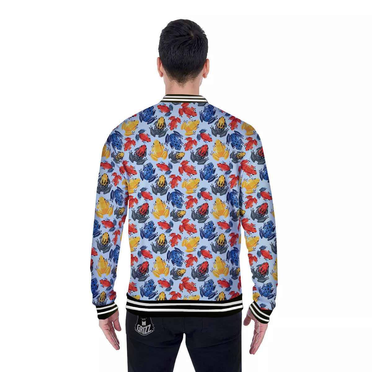 Frog Colorful Print Pattern Baseball Jacket-grizzshop